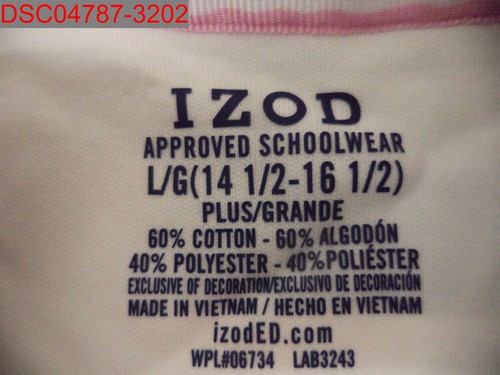 IZOD Girls' White School Uniform LS Polo Shirt, L(14.5/16.5) Plus 048283100529 - Picture 4 of 6