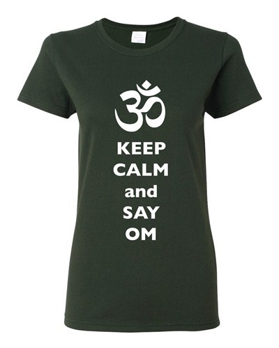 Ladies Keep Calm And Say Om Yoga Hindu Sanskrit Symbol Religion DT T-Shirt Tee - Picture 7 of 9