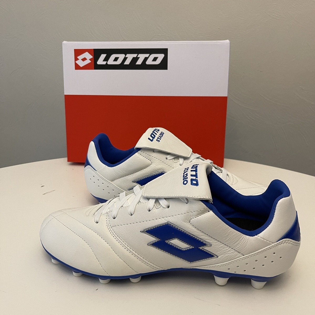 Lotto Stadio 200 III FG - Soccer Football Cleats -White Blue US