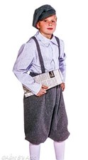 Newsboy Costume Child 3Pc Poly & Poly Blend Knickers Shirt & Cap 2 Colors M Or L