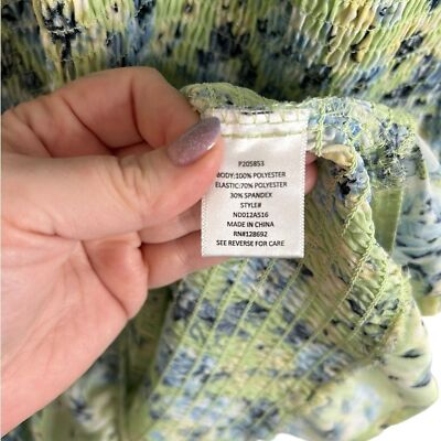 Madden NYC Junior' Green & Blue Floral Smocked Cut-Out Mini Dress