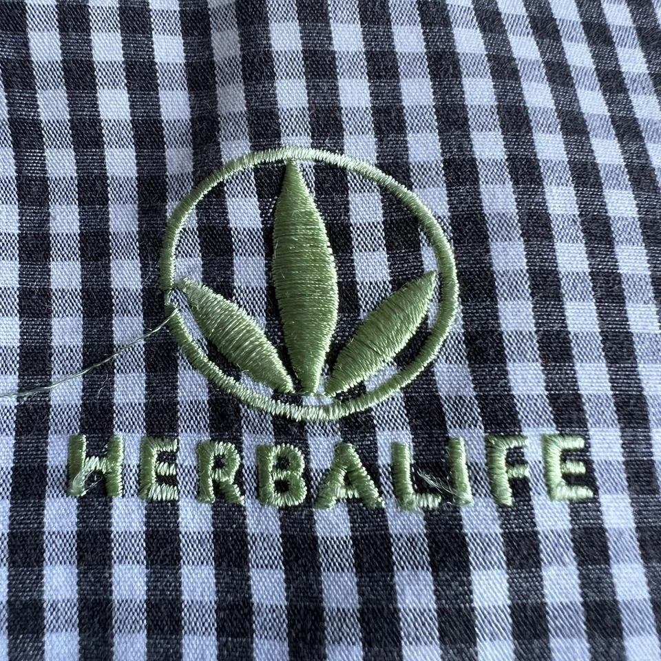 Camisa de vestir Herbalife con botones ~ Para hombre talla XL cuadros guinga a cuadros Foto 3 de 4