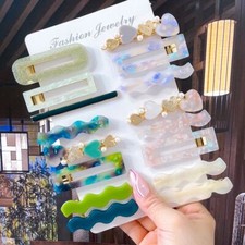 Acetate Heart Hair Clips - Geometric Barrettes Women Styling Hairpins Set 2/3PCS