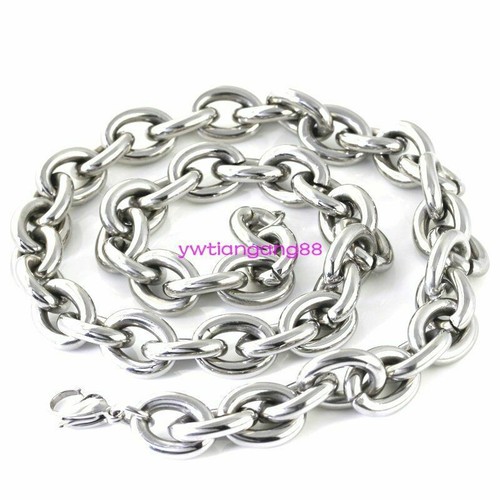 7" -40" schwere riesige Herren 316L Edelstahl Silber große O Gliederkette Halskette - Bild 4 von 4