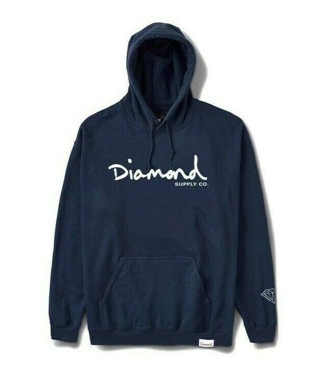 Diamond Supply Co. OG SCRIPT PULLOVER Navy White Sweatshirt Men's Hoodie |  eBay