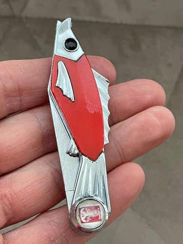 Coltello Sovietico Vintage Pesca Perm Tasca Pieghevole Souvenir Pesce Rybka URSS - Foto 2 di 16