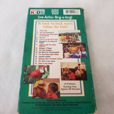 Little David Presents Sunday School Songs VHS 15 Songs Cedarmont