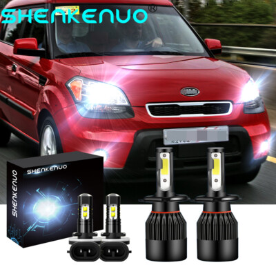 For Kia Soul 2010 2011 C9B  9003 881 LED Headlight Fog Light Combo White 4 Bulbs