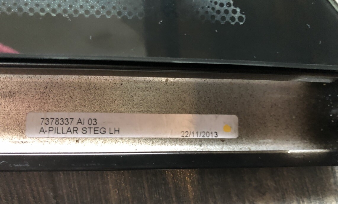 2017 Rolls Royce Wraith OEM A-Pillar Glass Housing 7378337A103 43R001671 