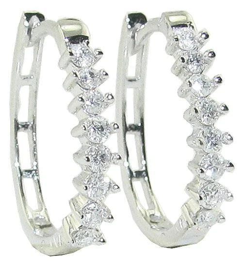 Lab Grown Diamond VS F 0.35Ct 10K White Yellow Rose Gold Hoop Earrings Prong Set - Image 2 of 4
