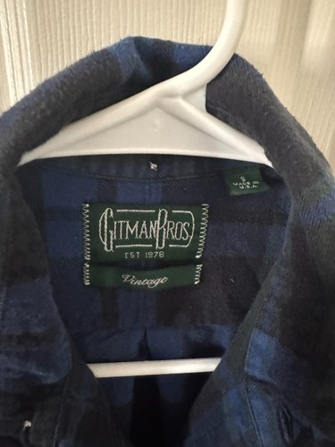 Vintage Gitman Bros Men's Plaid Flannel L/S Blue Green Button Shirt Sz S USA - Picture 2 of 4