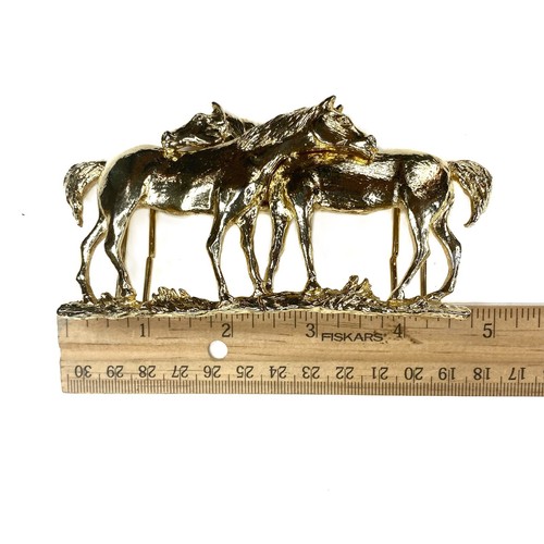 Vintage 1986 Mimi Di N Double Horse Equestrian Interlock Belt Buckle in Gold - Picture 4 of 9