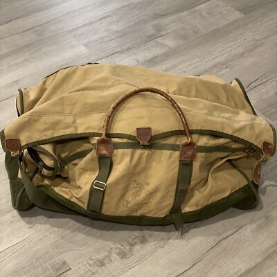 Vintage Gokey Battenkill No. 9 Duffle Bag Luggage Canvas Leather