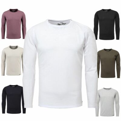 Key Largo Herren Longsleeve Cheese langarm T-Shirt tiefer Rundhals Vintage slim