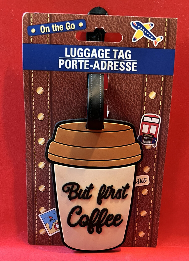 Coffee-Themed Luggage Tag for Backpacks Bags and Travel ID Label-image