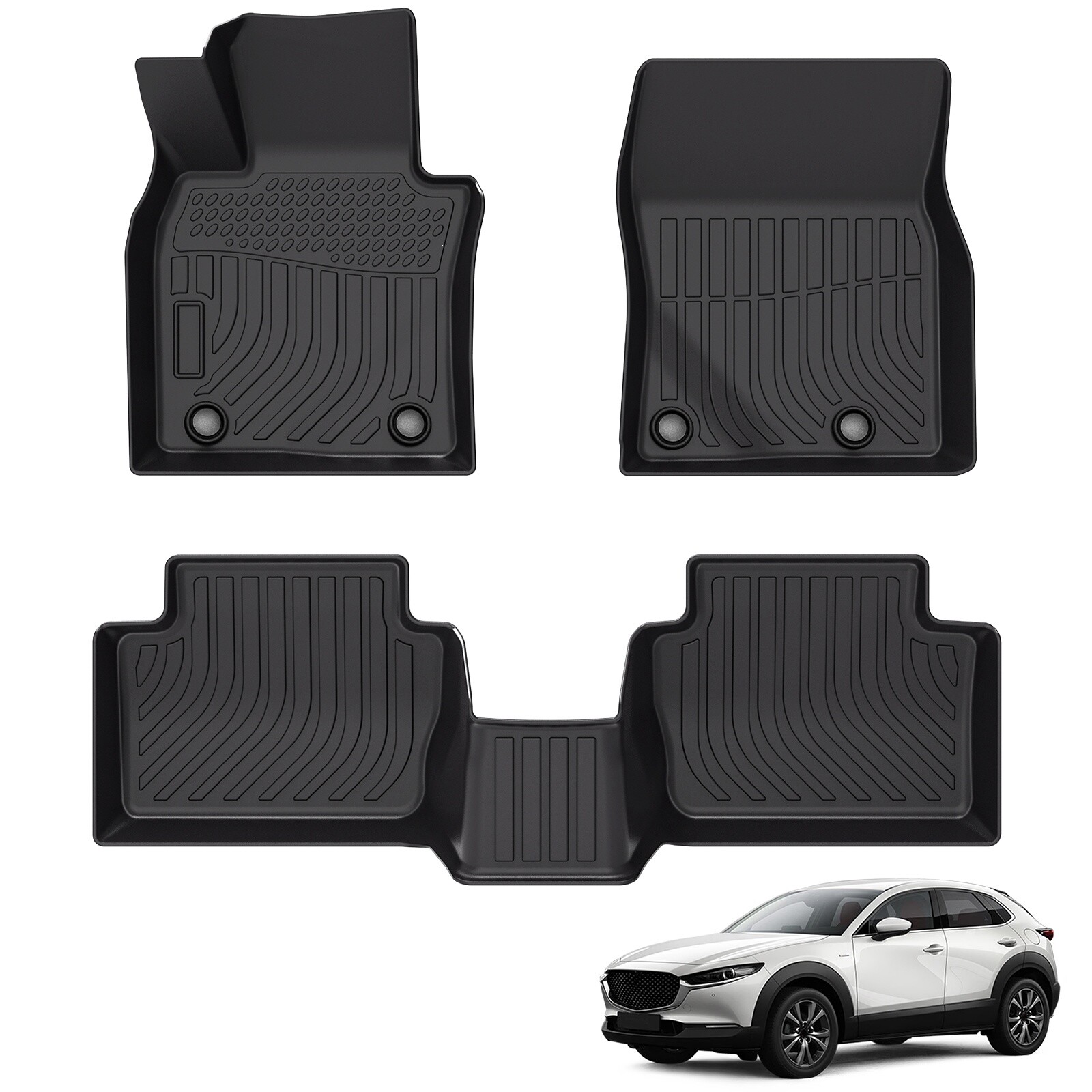 Floor Mats Liner Carpets For 2020-2025 Mazda CX-30 TPE Rubber All Weather