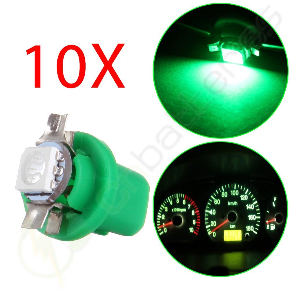 10X Green B8.5D Instrument Panel Gauge light 5050 1SMD LED Bulbs