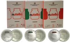 Italia 2021 Trittico 5 euro NUTELLA Ferrero 3 moneta argento VERDE ROSSA BIANCA