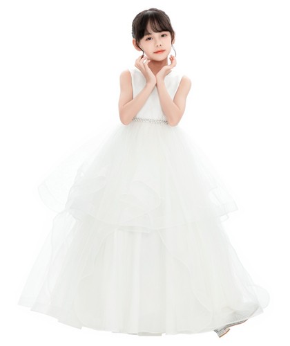 Heart Cutout Ruffle Skirt Flower Girl Dress Wedding Pageant Dress Princess Gown - Picture 17 of 22