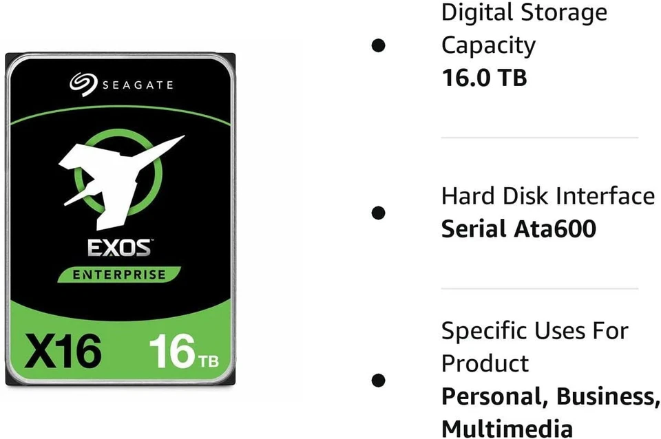 Seagate Exos X16 16TB 256MB 7200rpm 3.5" SATA 6Gb/s Hard Drive - ST16000NM001G - Image 3 of 4