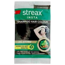 Streax Insta Shampoo Hair Colour, Dark Brown 3 18 ml, pack of 5