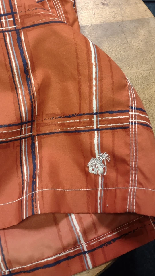 CARIBBEAN JOE Men's Swim Trunks Shorts Orange Checked Size XL EUC Surf Board - Image 4 of 4
