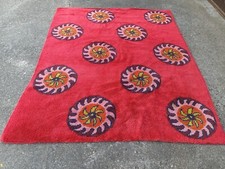 XXL 60er Kelim Teppich Handgeknüpft Carpet Shag 235 x 195 Wolle 70er M4