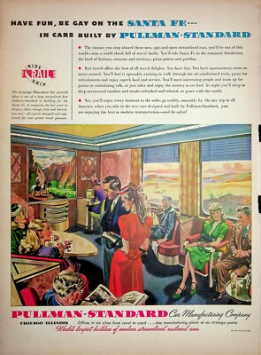 Original Railroad & Trains ADs: Santa Fe in cars built by Pullman-Standard