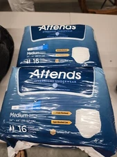 2  packs of Attends Disposable Underwear Medium 16 Ct total of 32
