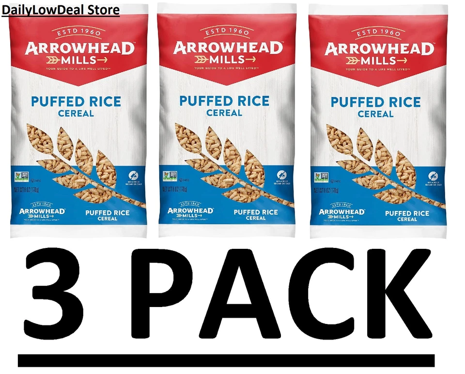 PACOTE COM 3 - Cereal de arroz soprado Arrowhead Mills, 6 Oz (Total 18 oz) FRESCO!! - Imagem 4 de 4