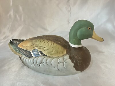 Vintage Mallard Duck Statue Angeline Original Hand Painted Ceramic 12  Japan