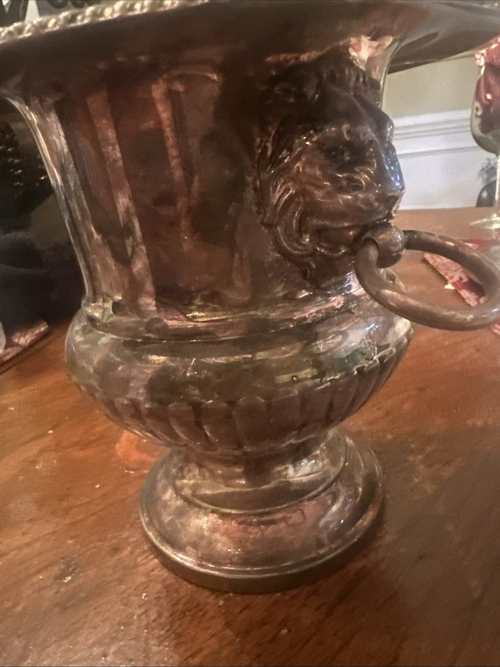 "Cubo de hielo vintage POOLE plato de plata champán vino Bristol trofeo urna 9 1/2""" Foto 3 de 3