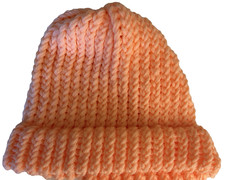 Handmade Kids Orange Knit Beanie Hat Girls Winter Warm Knit Cap