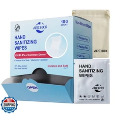 ARCHXX Premium Hand Sanitizing Wipes, 100 Count Non-Woven Wet Wipes Travel Si