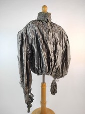 Antique 1890s Victorian Ruched Gray Silk Bodice with Beaded Embellishment