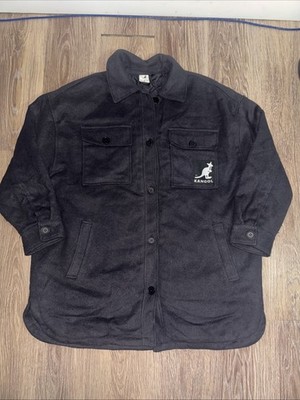 Kangol X H&M Mens Oversized Coat Jacket Size Large Color: Black Button Down