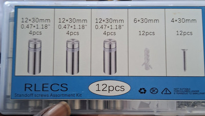 RLECS Standoff Screws Assortment Kit 12pcs 12x30mm Metal Phillips Silver