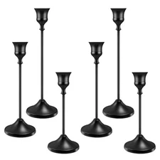 Candlestick Holders 6 PCS Metal Taper Candle Holders,  Candle tall - 6pc Black