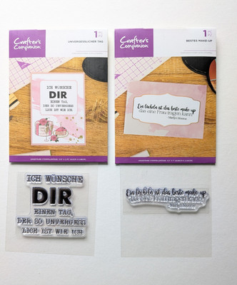 2 Clearstamp/Acrylstempel Sets Sprüche , Crafter's Companion