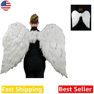 Adult White Angel Wings 52'' x 36'' - Deluxe Feather Design w/ Halo Included