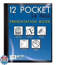 Better Office Products 12 Pocket Bound Presentation Book, Black w