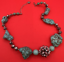 Necklace Multi Color Faux crystal And Turquoise stone 17 Inches