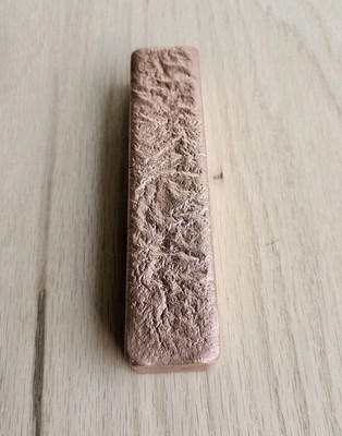 1 Large High Quality 6'' Hand Poured Pure Copper Bread Loaf Art Bar 2.53 Lbs.