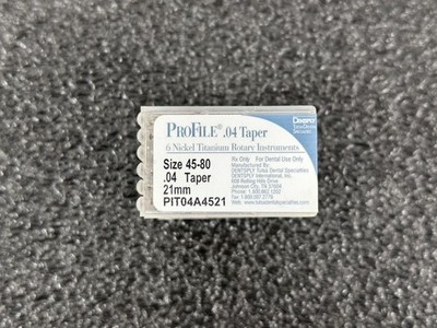 Dentsply ProFile PIT04A4521 .04 Taper Size 45-80 NiTi Instruments Lot of 8