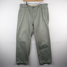 90  s Vtg Polo Ralph Lauren Pants 38x32 Cinch Waist Military Khaki Distressed