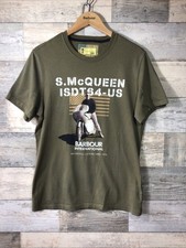 Barbour Int’l Green Steve McQueen Coll Print T Shirt Top Size M Ex Con