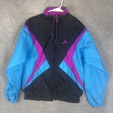 Vintage Nike Jacket Mens Small Black Purple Blue Colorblock Windbreaker 90s