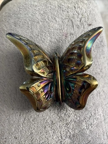 Vintage FENTON Amethyst Carnival Glass Butterfly Paperweight