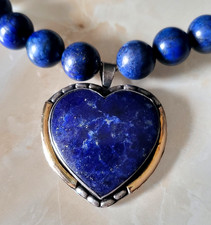 Antik Halskette Lapislazuli mit Anhänger 18K Gold/925er Silber