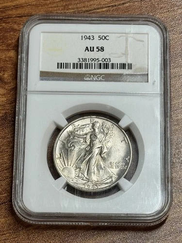1943 P Walking Liberty Silver Half Dollar NGC AU58 U.S. 50c Coin (Slab3311)